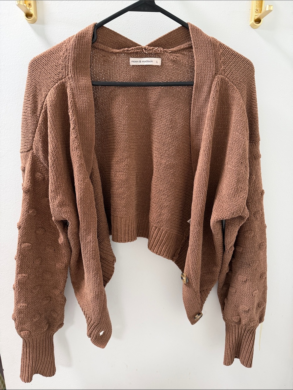 moon & madison Rust Brown Cropped Cardigan